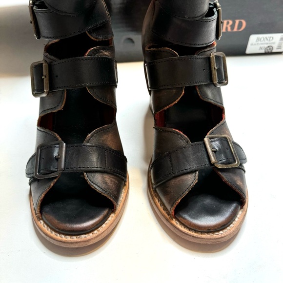 Freebird Bond Black Distressed Block Heel Sandals Multi Strap & Buckle Size 10 - Picture 8 of 16